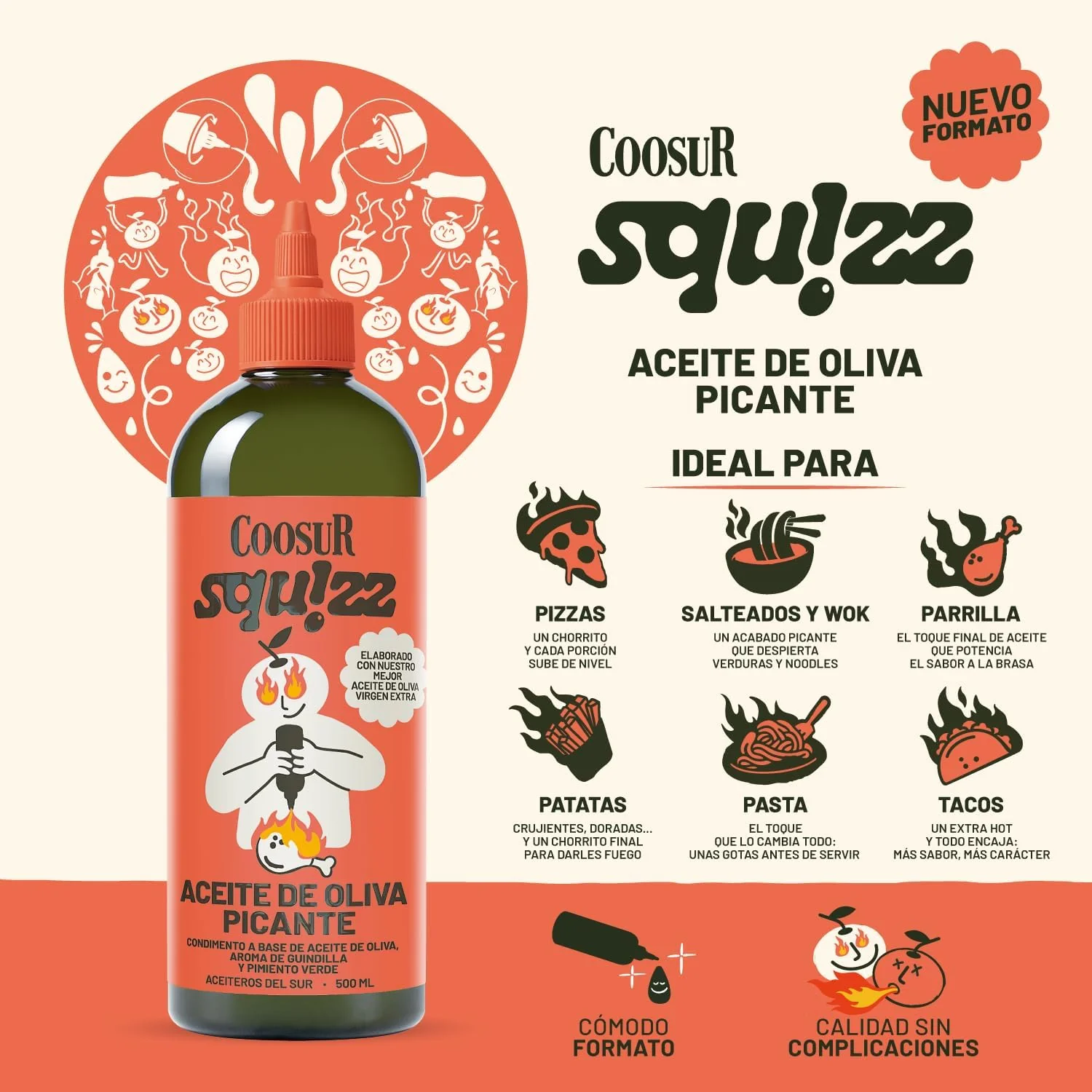 Aceite de Oliva Virgen Extra Coosur SQUIZZ Picante 500ml - Image 2